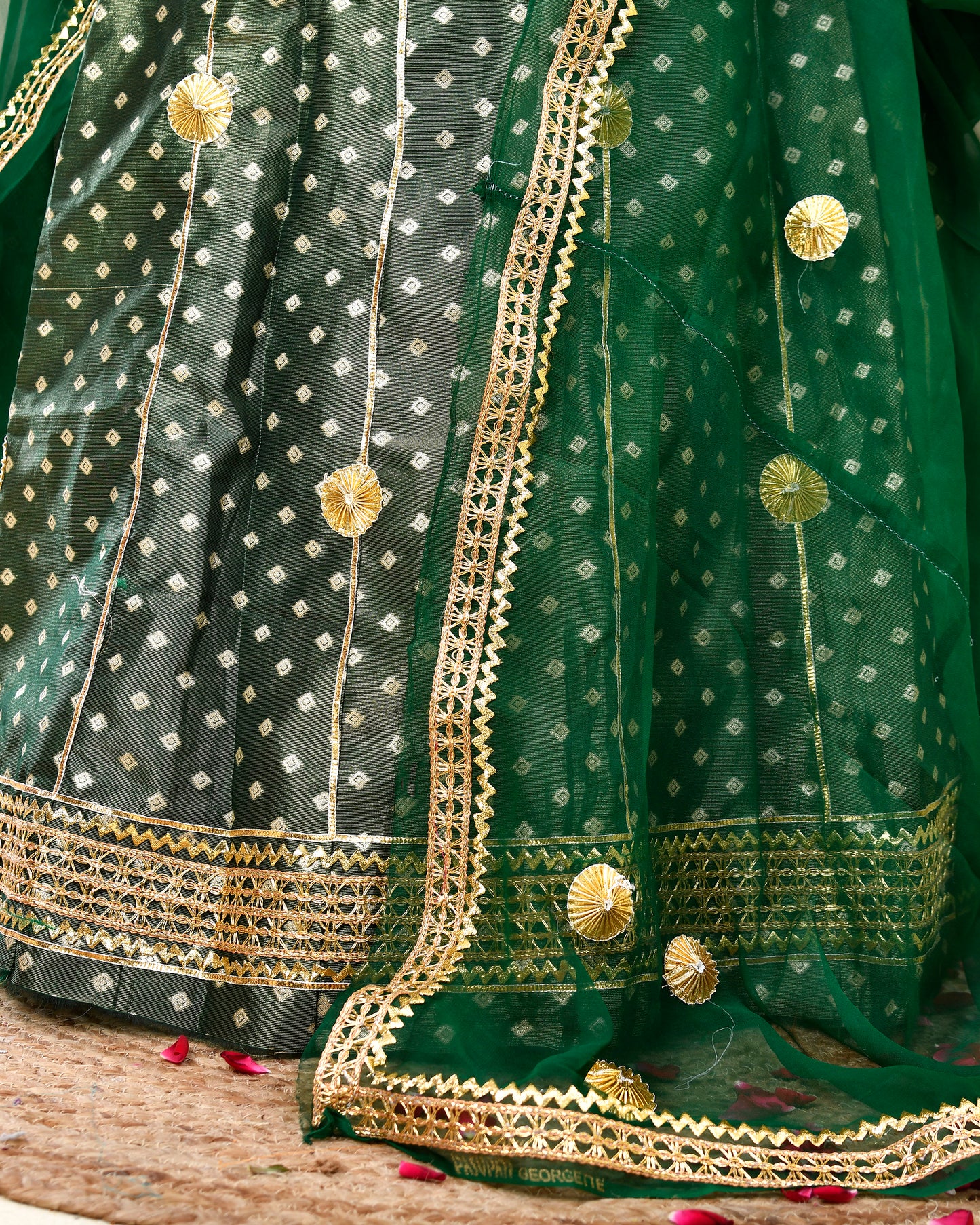 Bottle Green Kachri Work Rajputi Suit