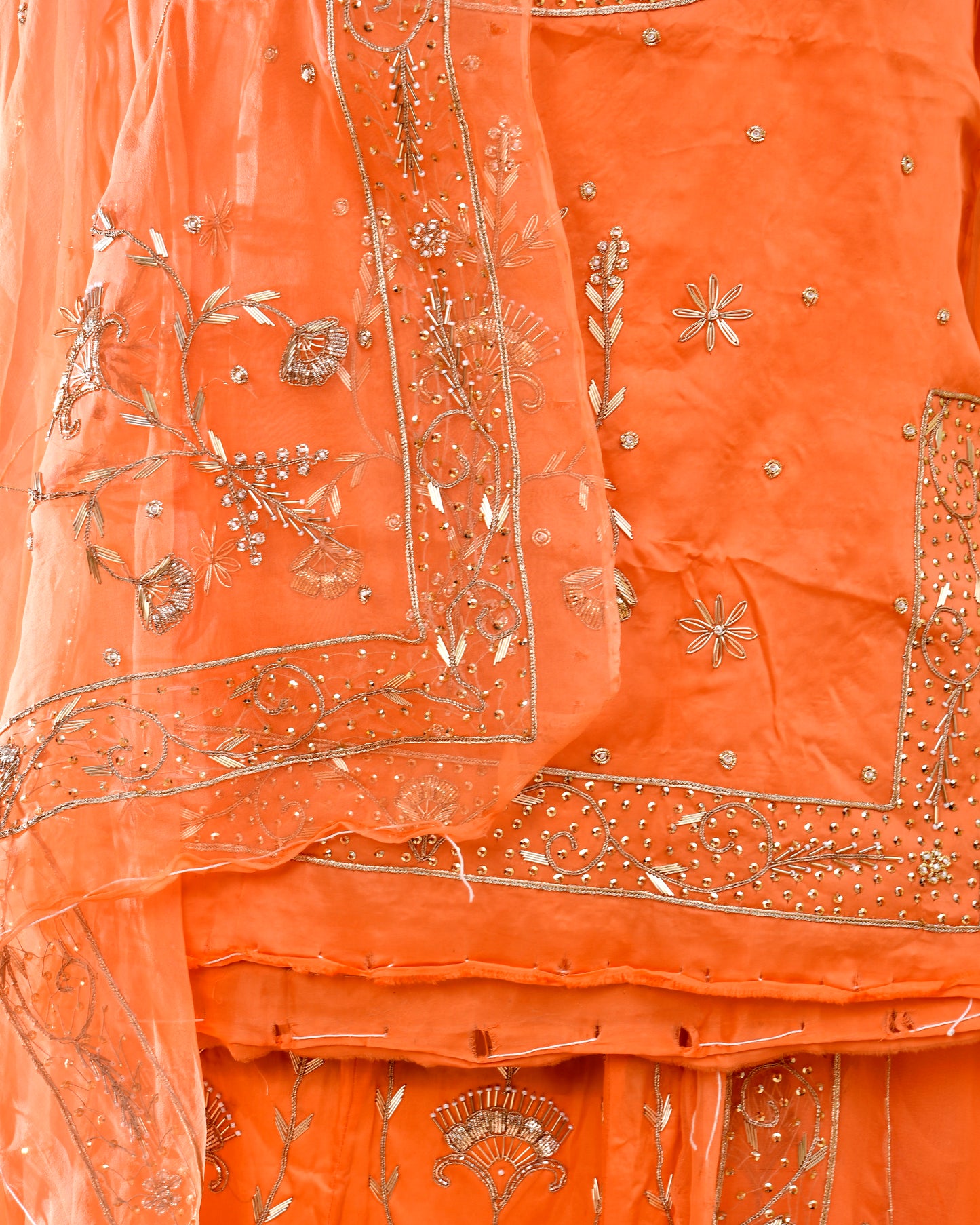 Peach Bamber Satin Rajputi Poshak