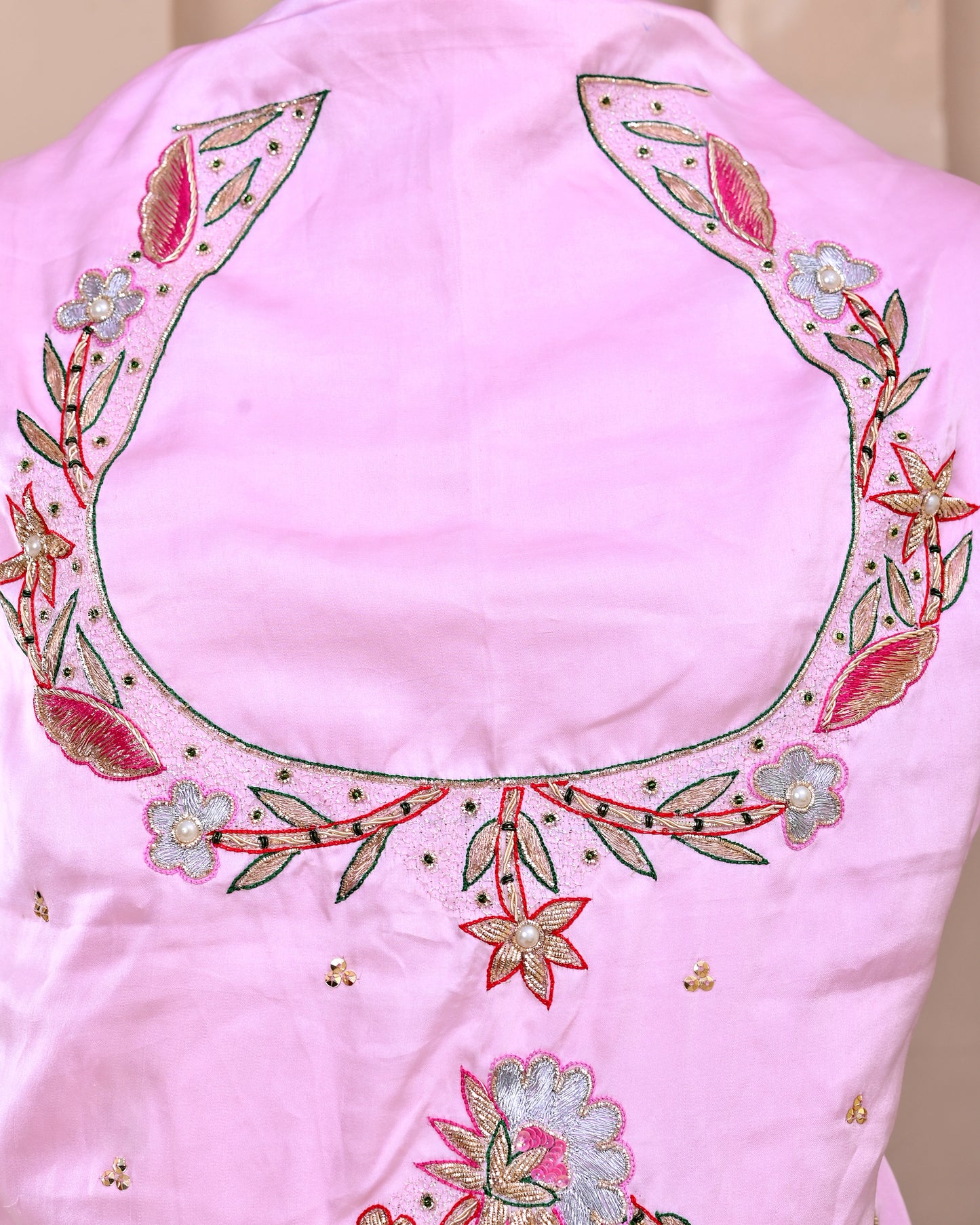 Pink Zardozi Work Rajputi Poshak