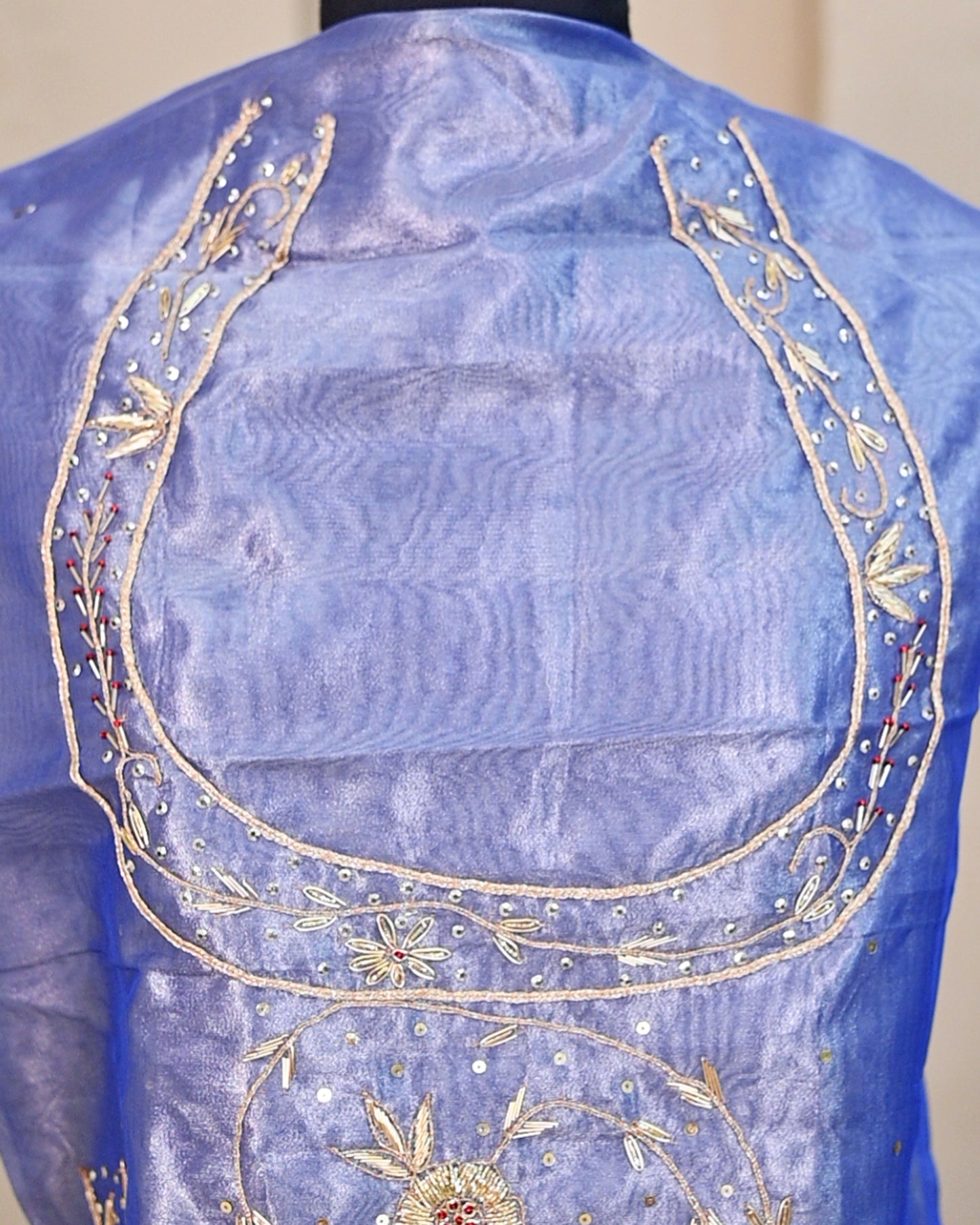 Royal Blue Floral Zardozi Poshak