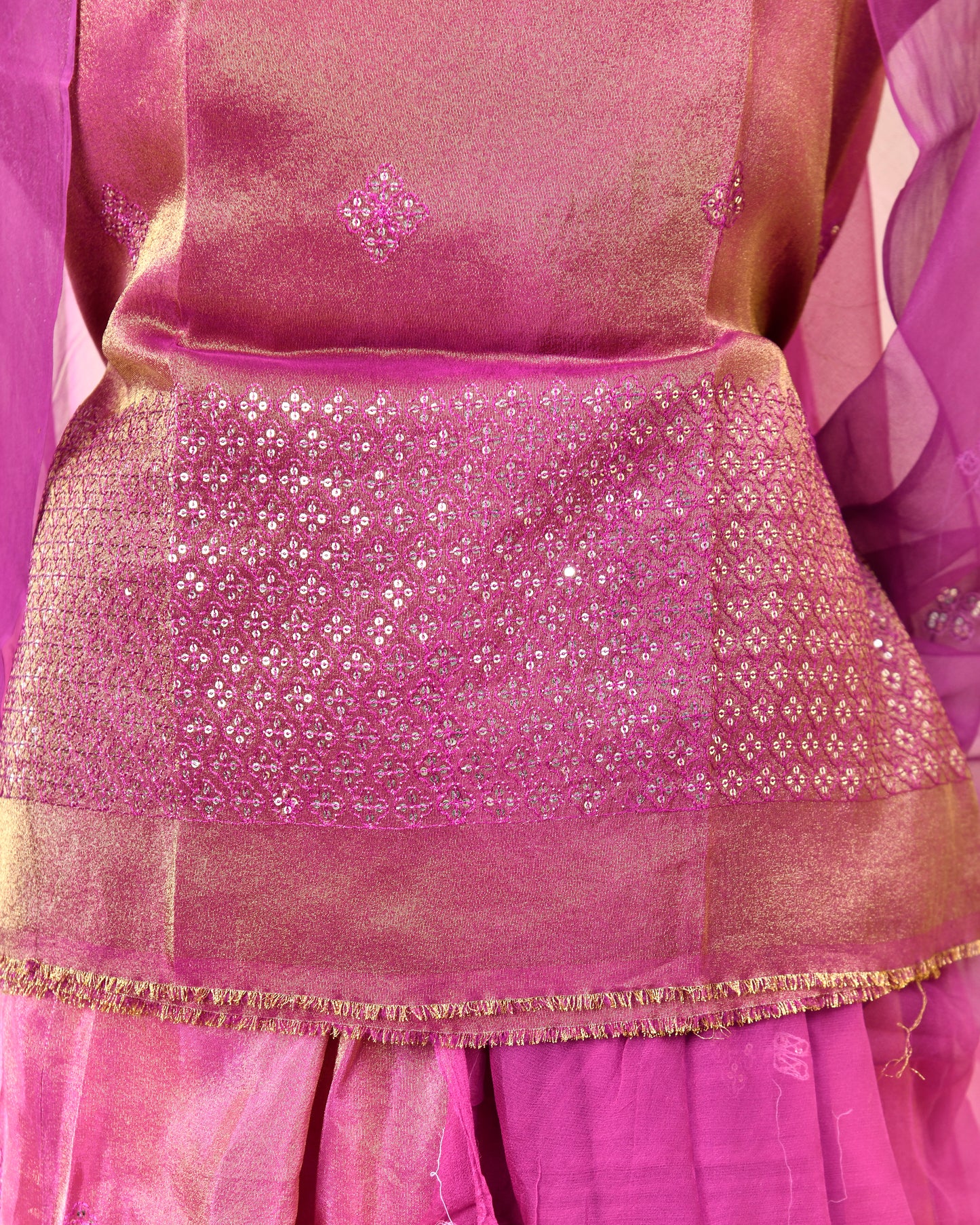 Purple Tissue Tari Work Rajputi Suit