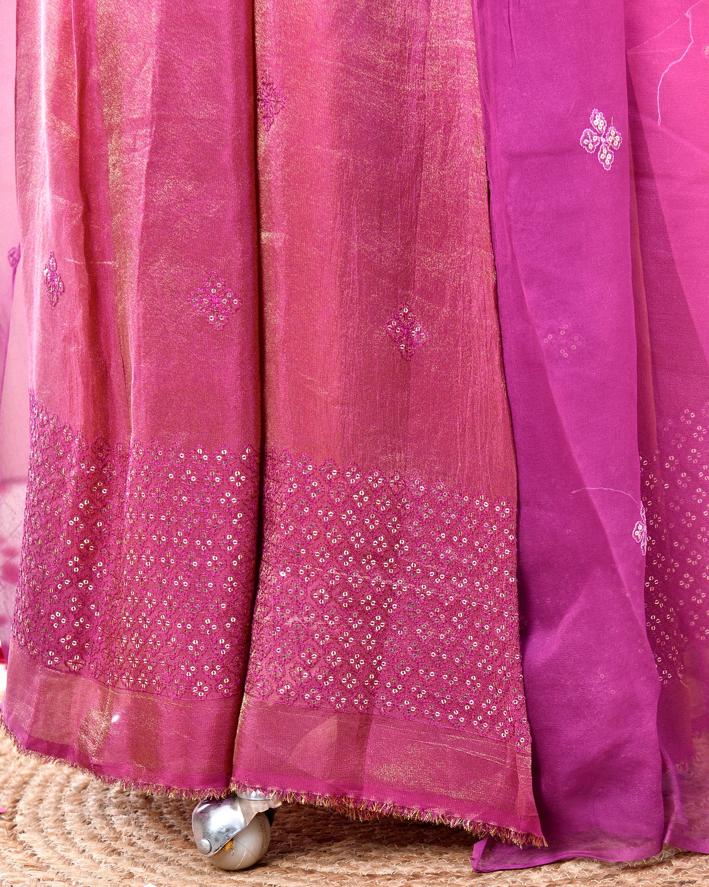 Purple Tissue Tari Work Rajputi Suit