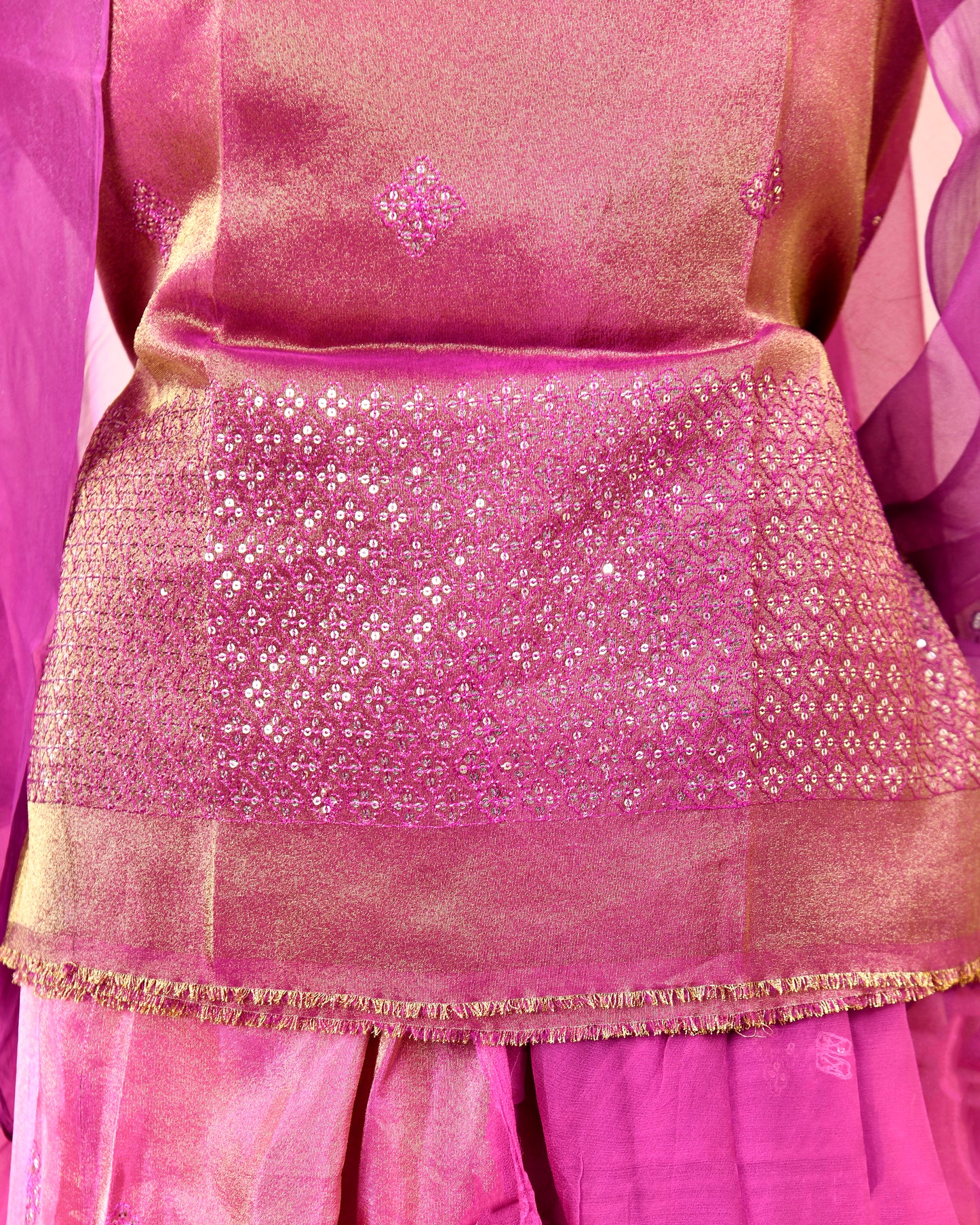 Purple Tissue Tari Work Rajputi Suit