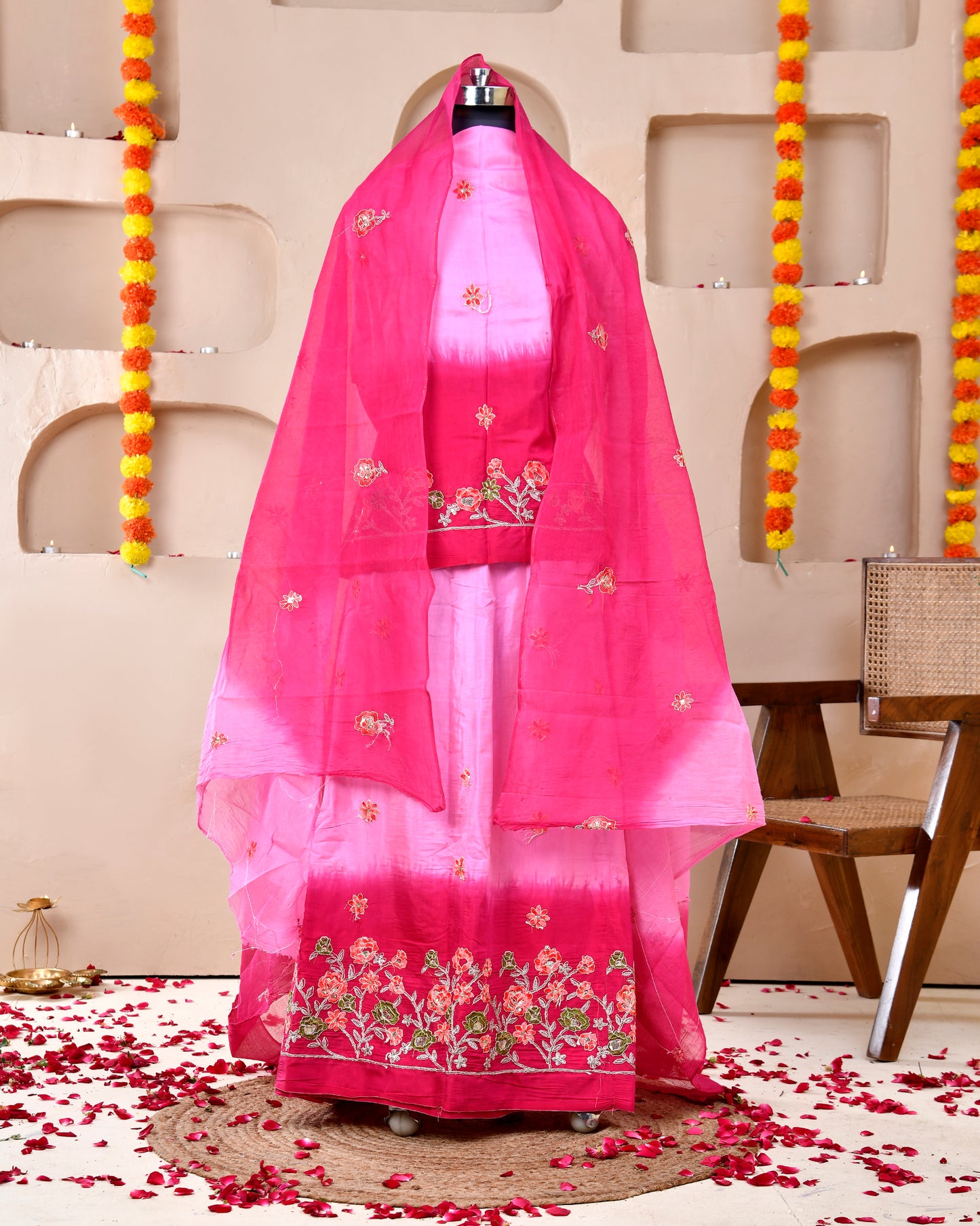 Rani Pink Modal Silk Rajputi Suit