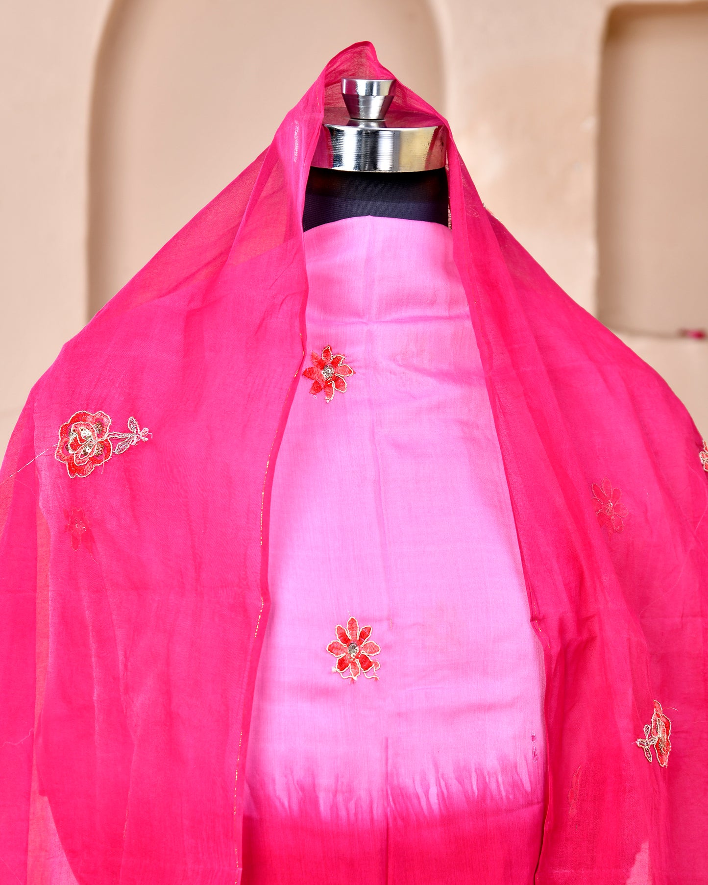 Rani Pink Modal Silk Rajputi Suit