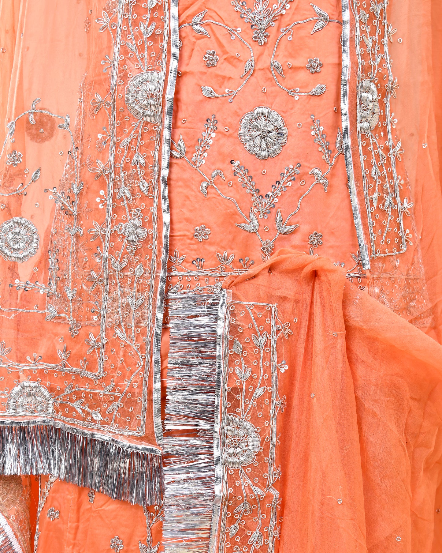 Zardozi Work Peach Rajputi Poshak