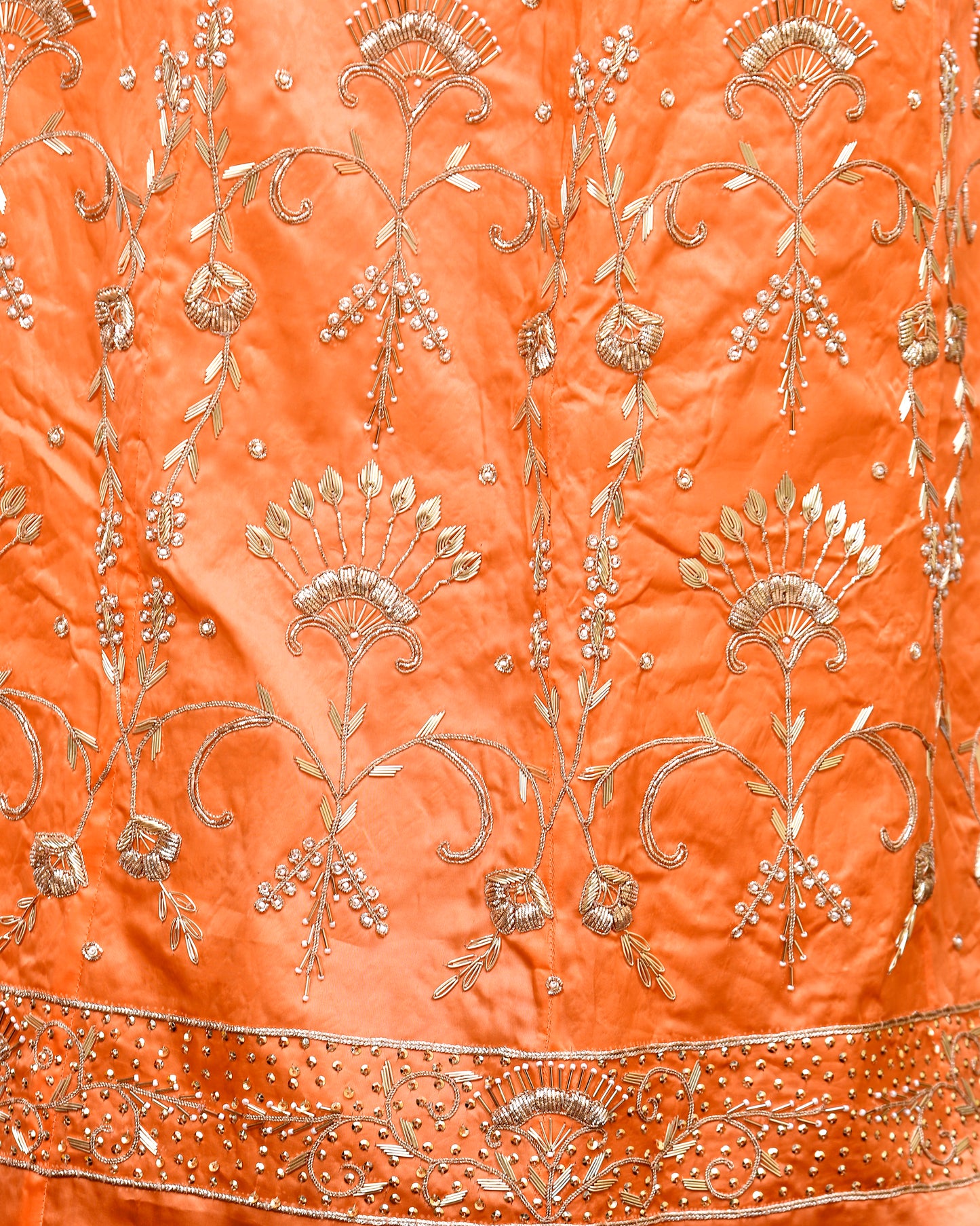 Peach Bamber Satin Rajputi Poshak