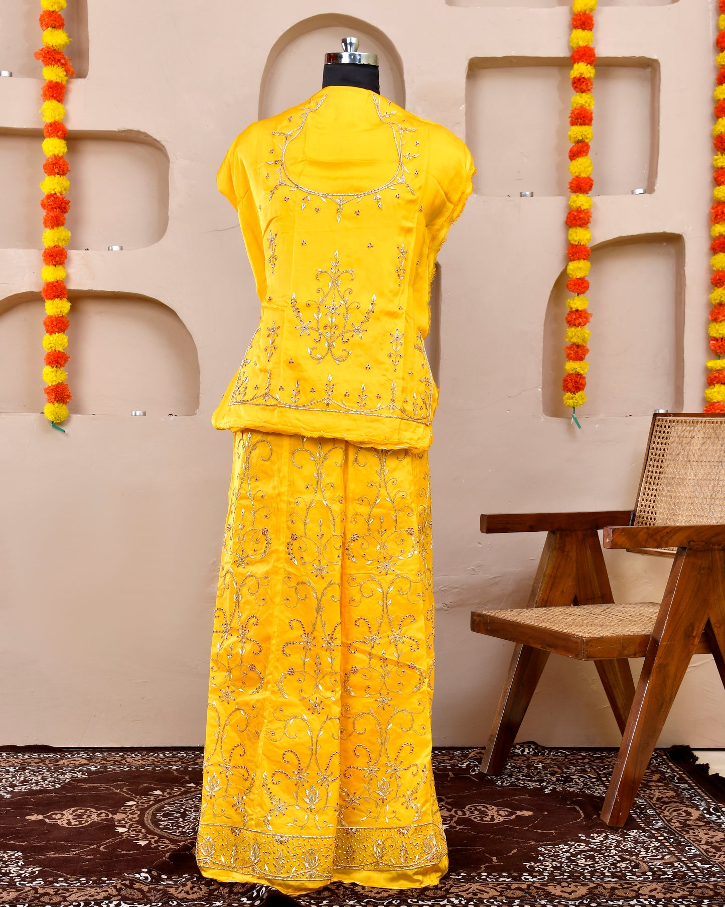Yellow Handwork Rajputi Poshak