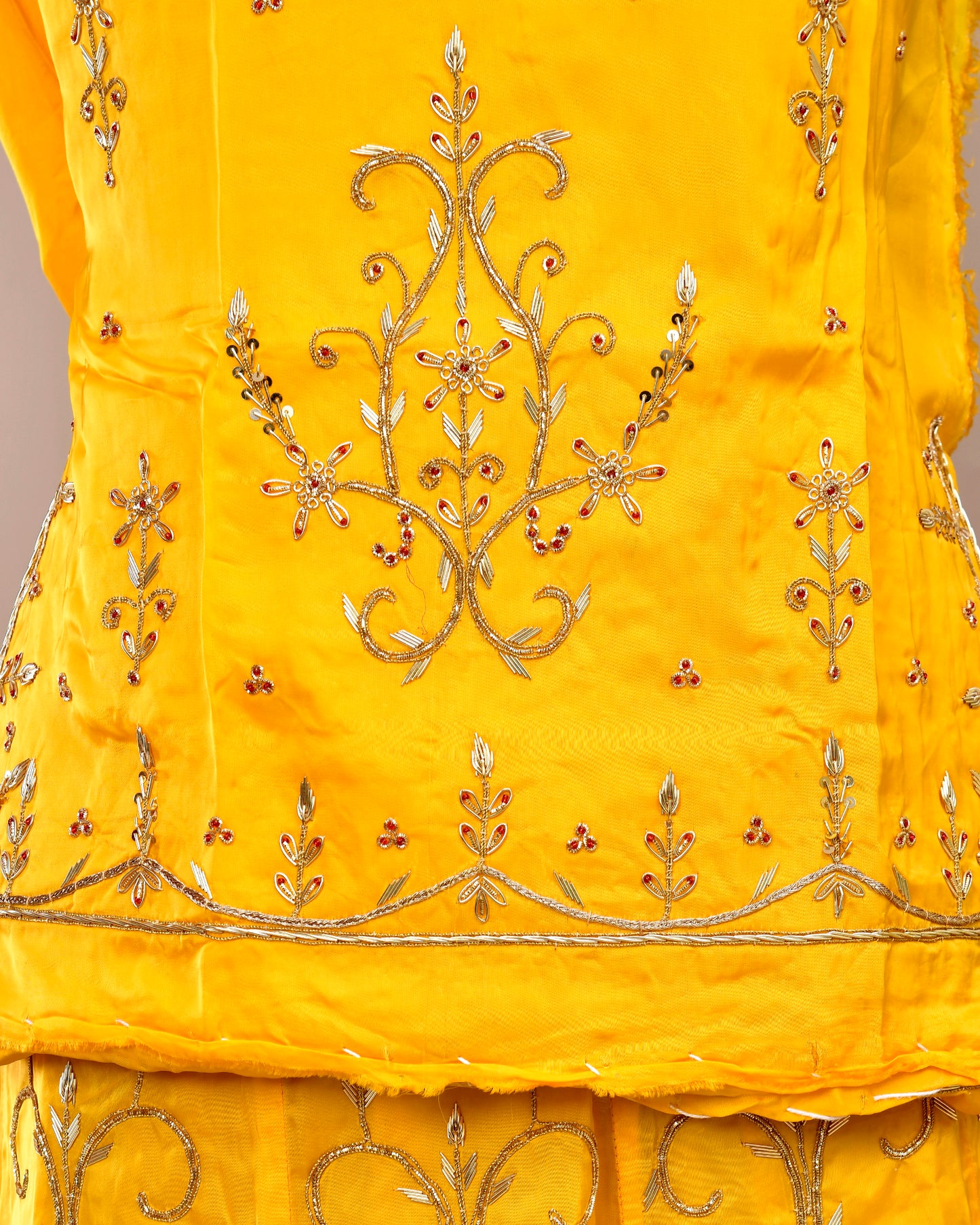 Yellow Handwork Rajputi Poshak