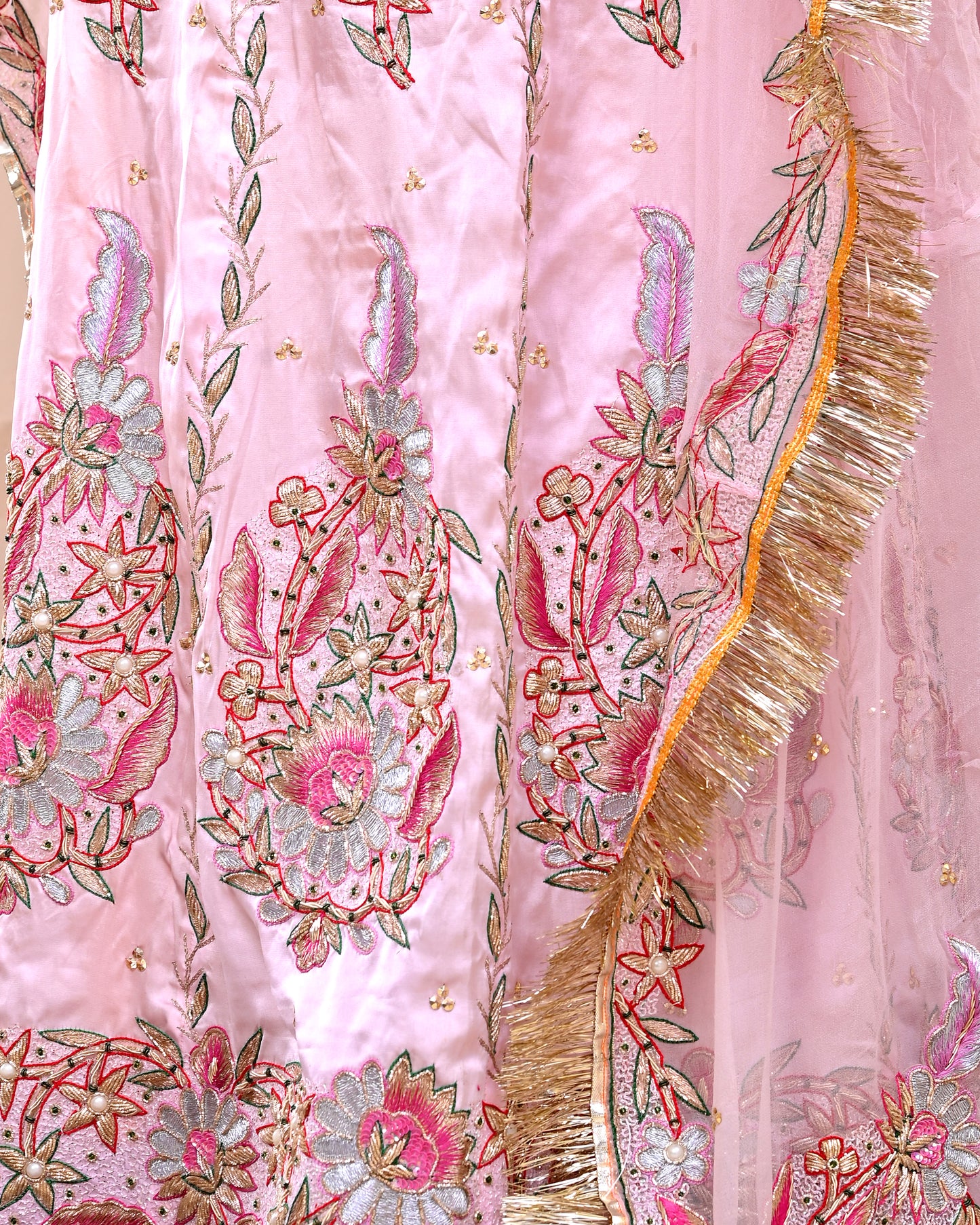 Pink Zardozi Work Rajputi Poshak