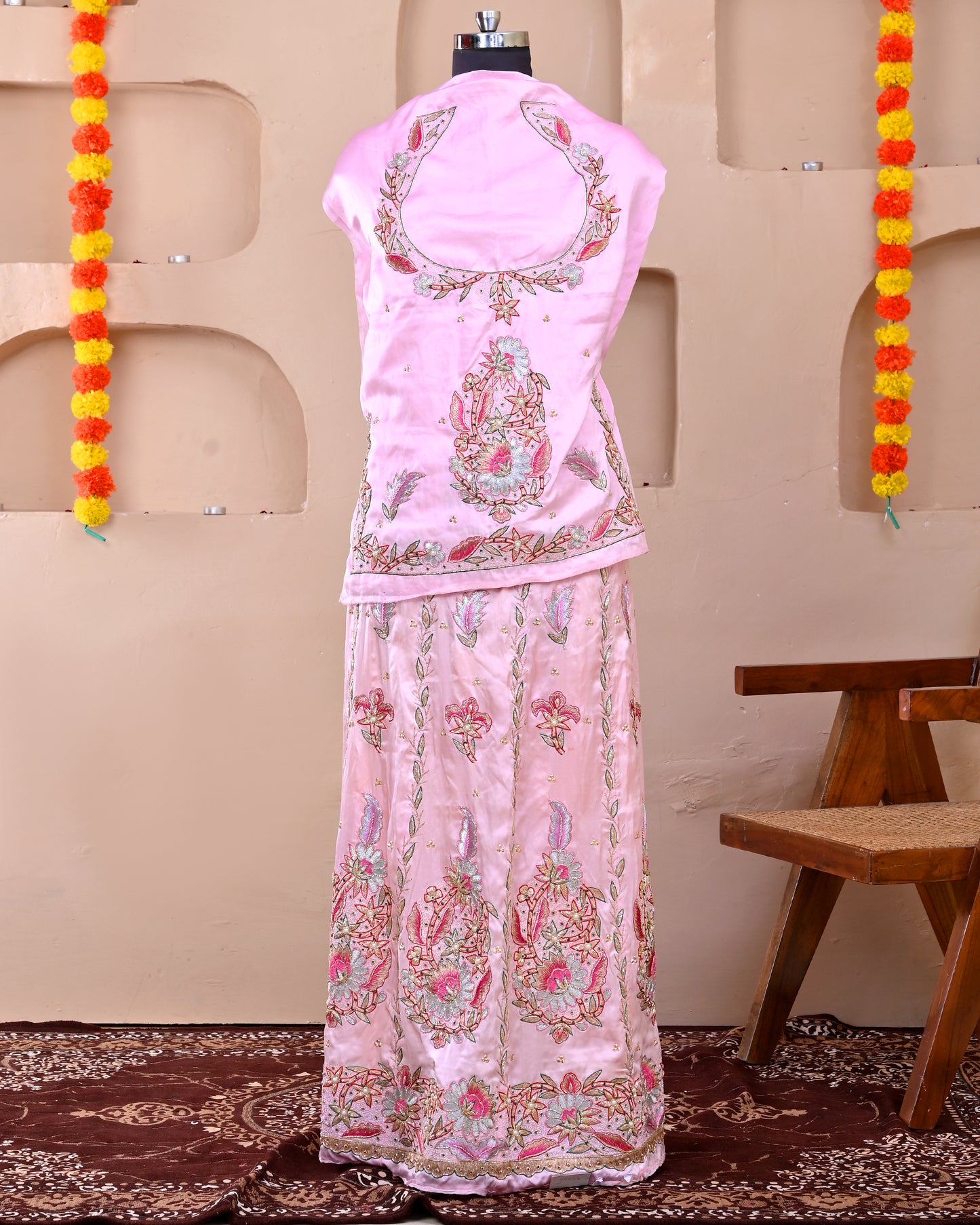 Pink Zardozi Work Rajputi Poshak